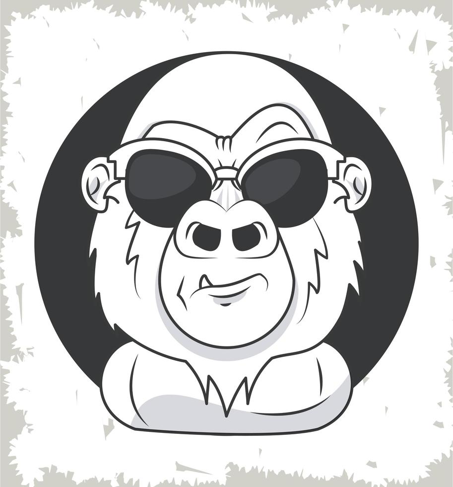 funny gorilla with sunglasses cool style vector