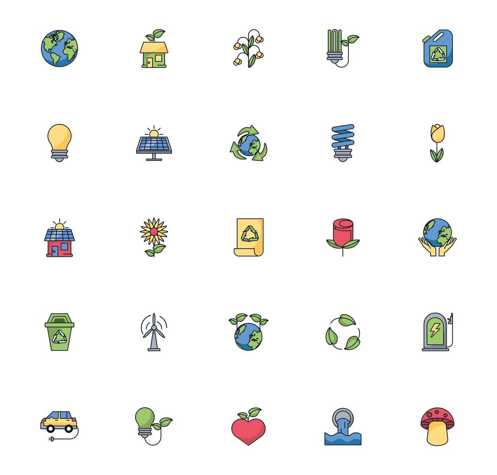bundle of environment set icons vector