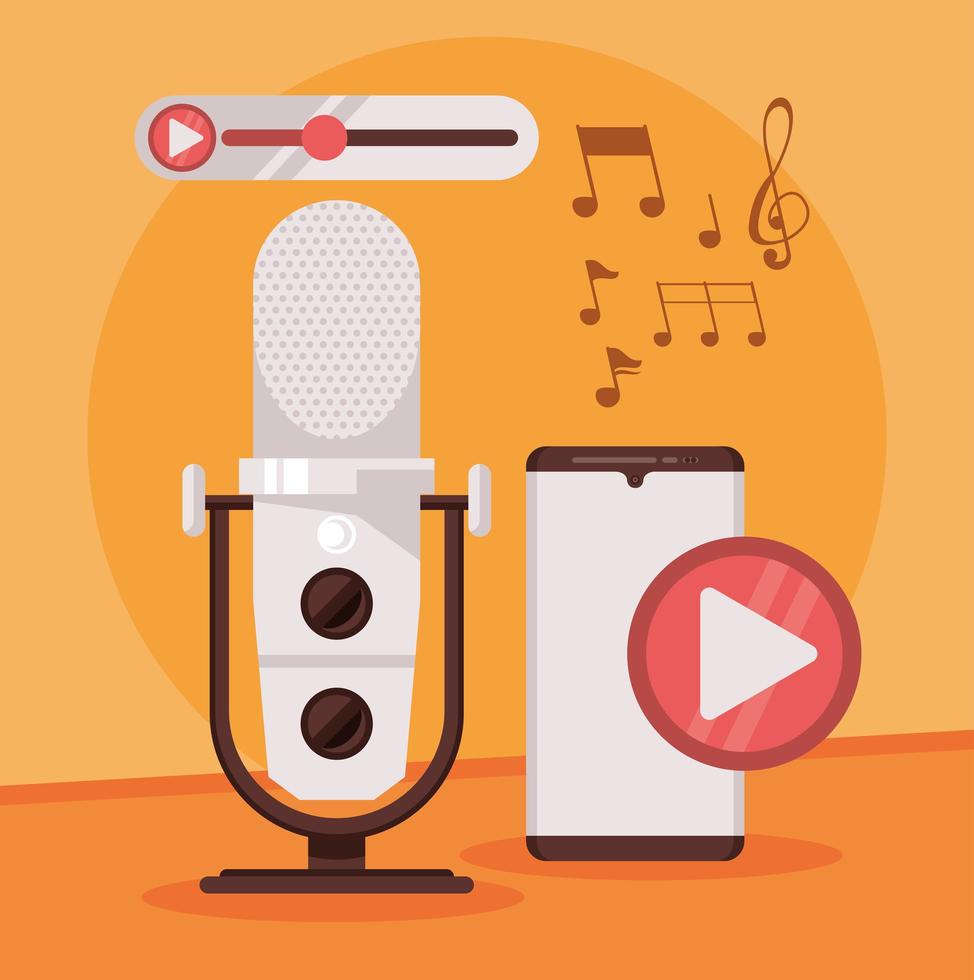 international radio day poster with smartphone vector