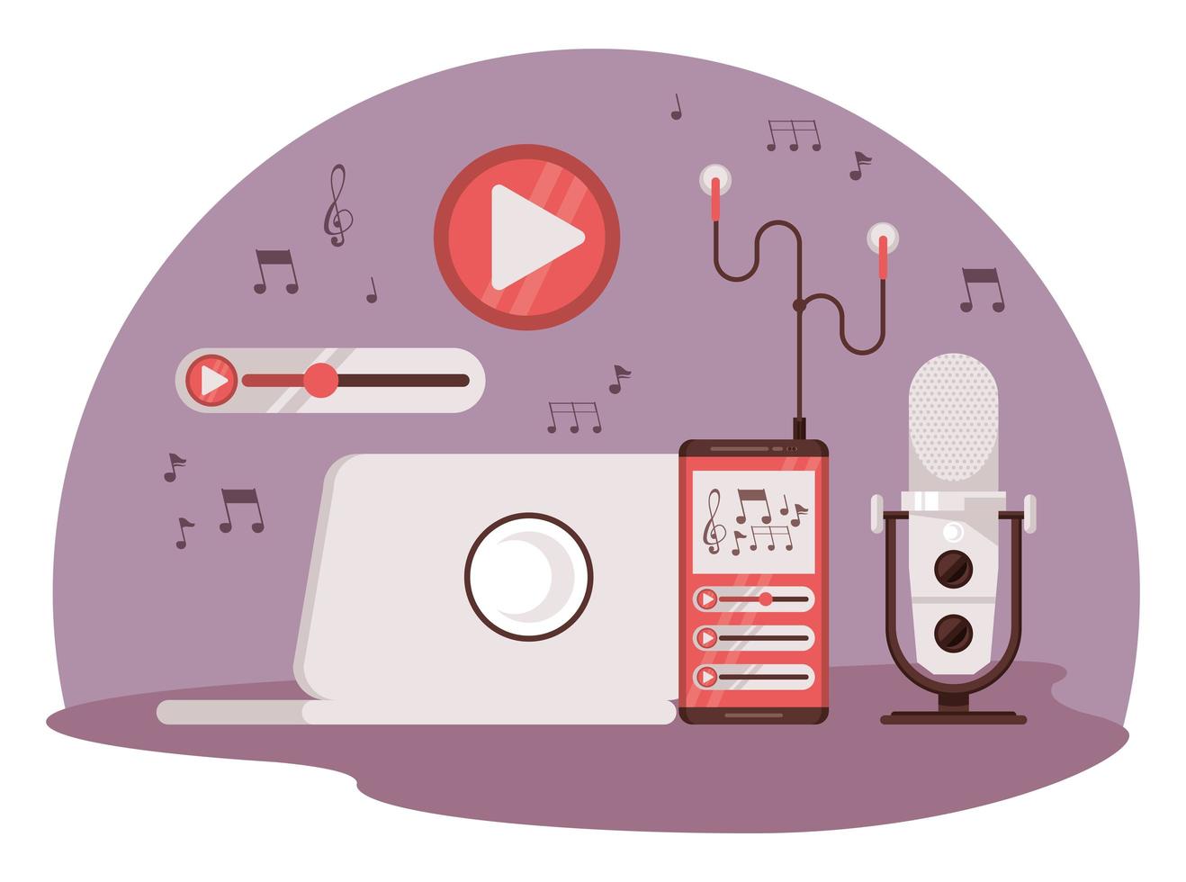 international radio day poster with laptop and microphone vector