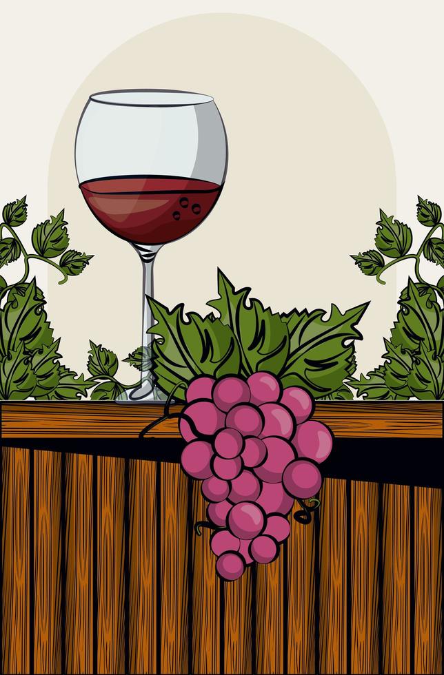 copa de vino bebida con uvas frutas vector