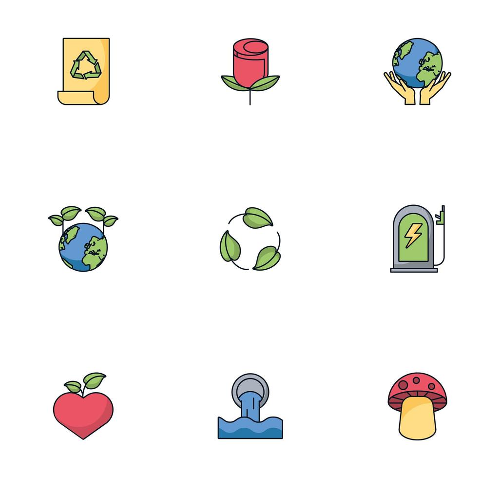 bundle of environment set icons vector