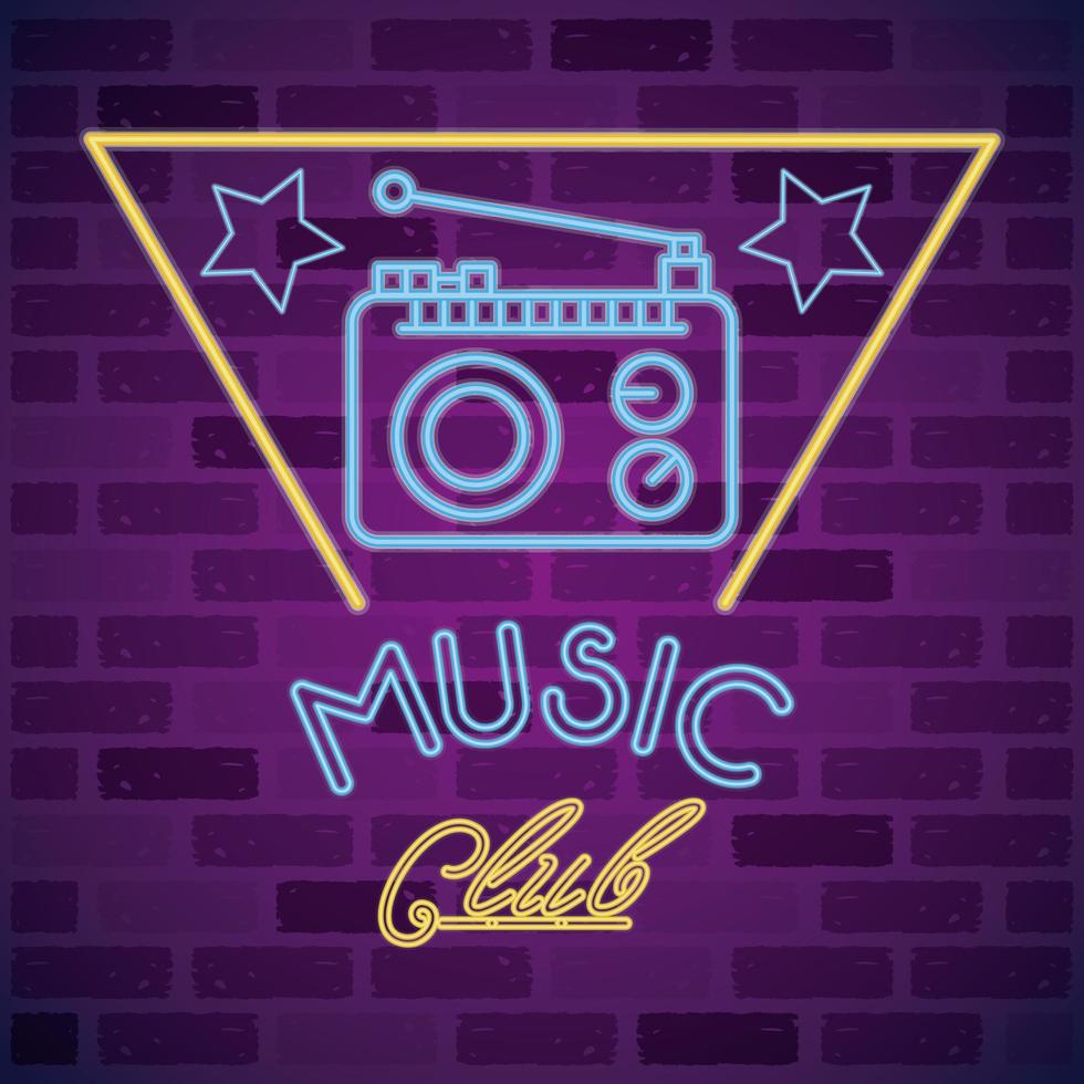 radio music player neon lights vector