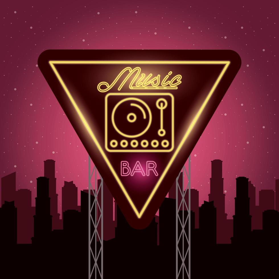 dj music player neon lights vector