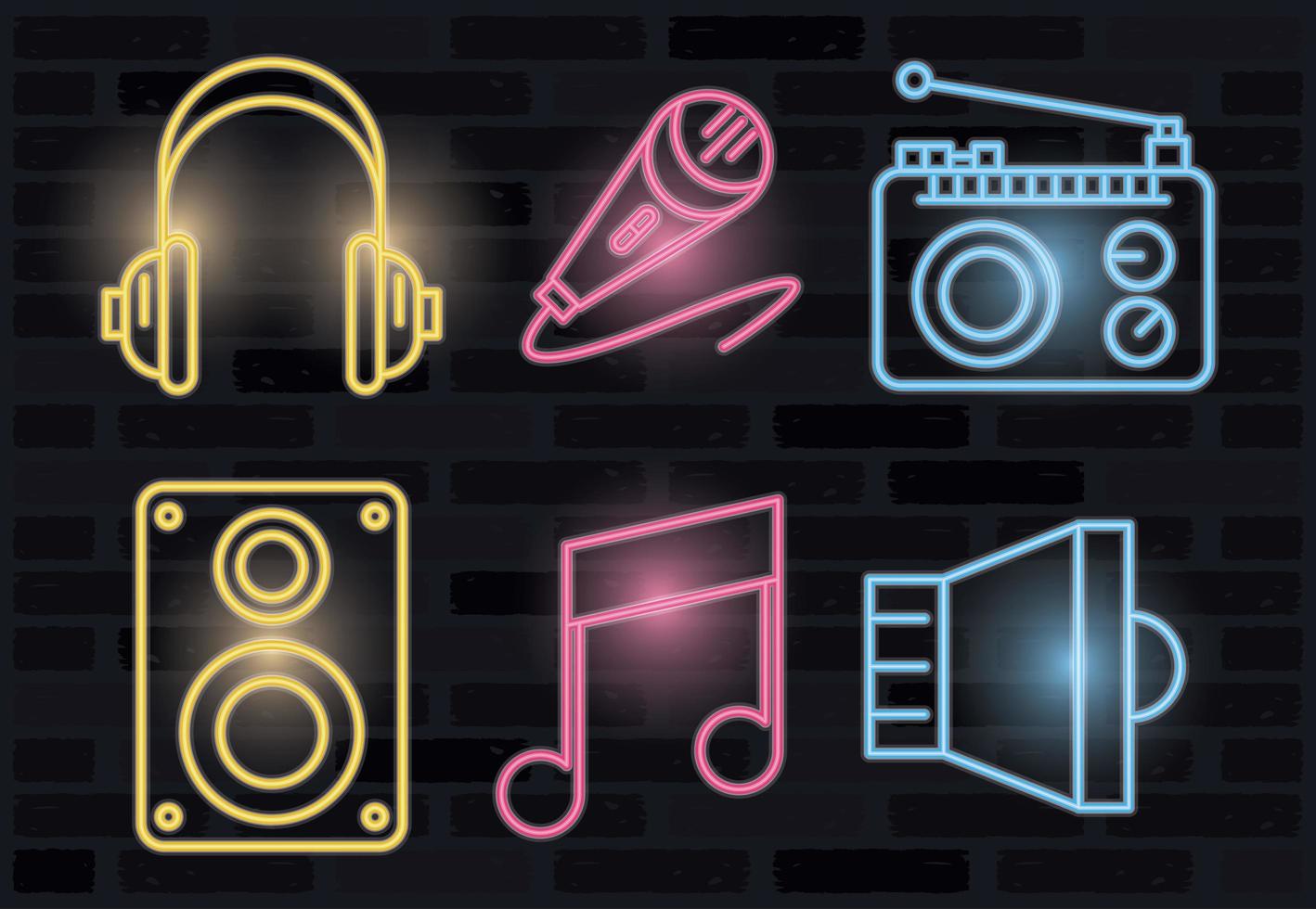 paquete de iconos luces de neón vector