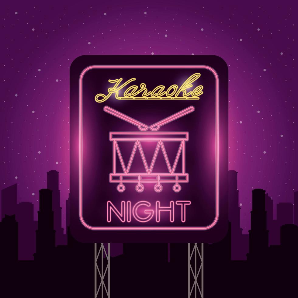 drum musical instrument neon lights vector