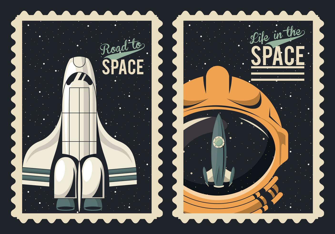 life in the space poster with spaceship vector