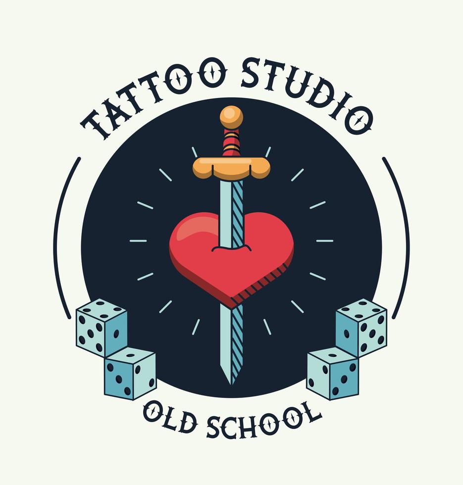 sword in heart tattoo studio image artistic vector