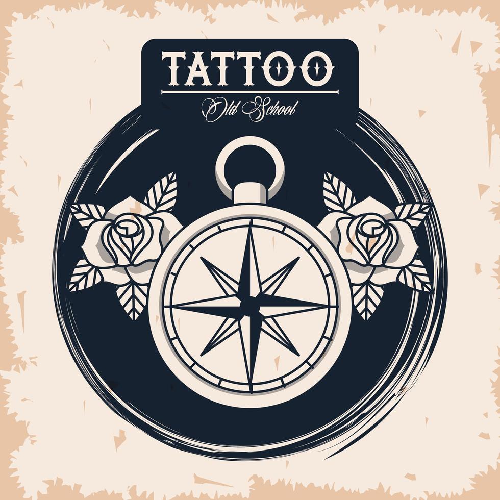 brújula guía estudio de tatuajes imagen artística vector