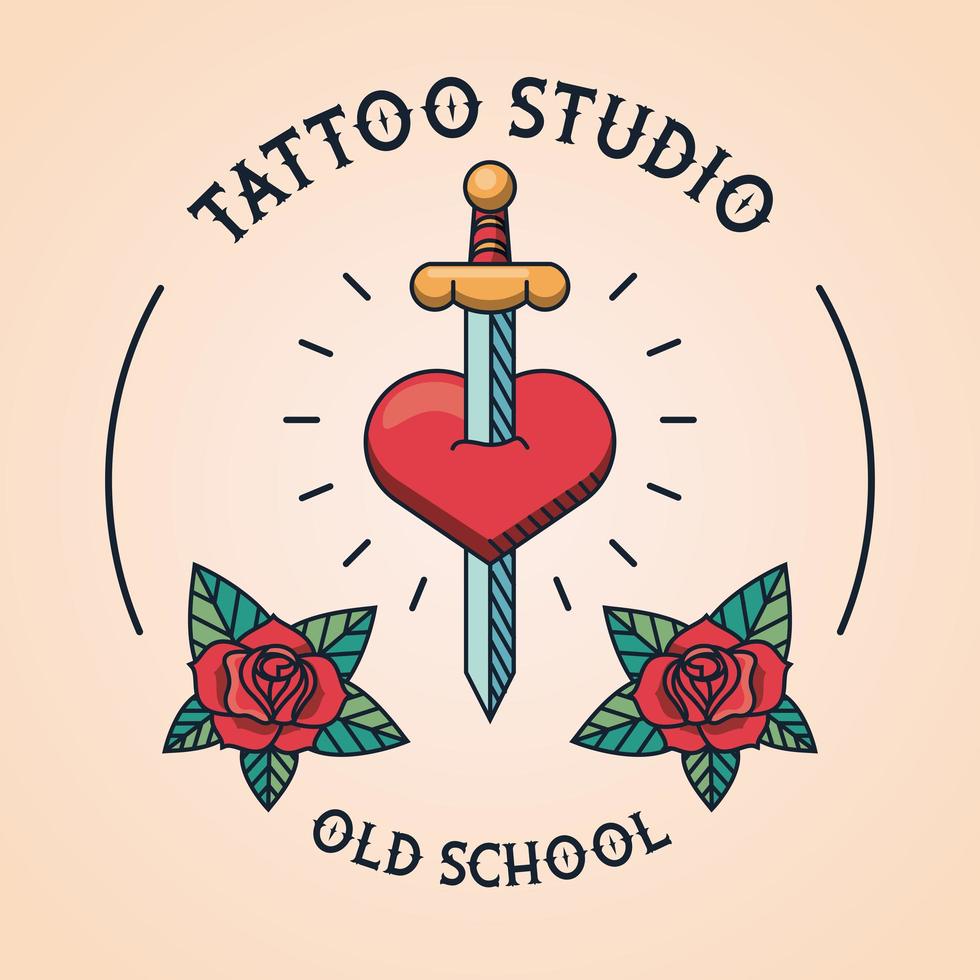 sword in heart tattoo studio image artistic vector