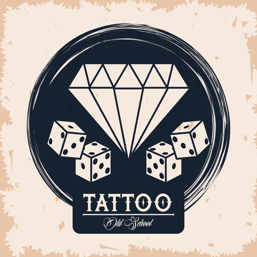 Diamante y dados estudio de tatuajes imagen artística vector