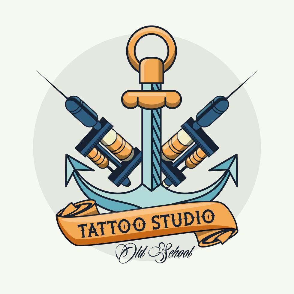 anchor tattoo studio image artistic vector
