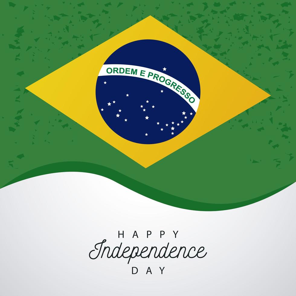 Feliz celebración del día de la independencia de Brasil con bandera vector
