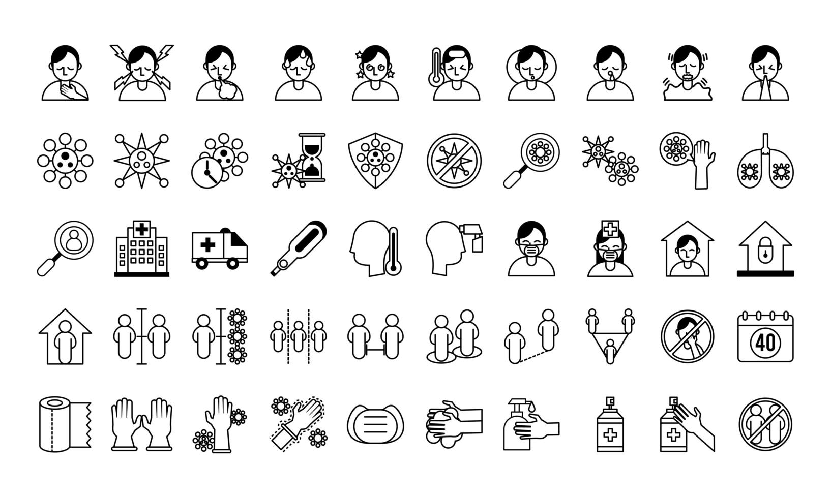 bundle of covid19 set icons vector