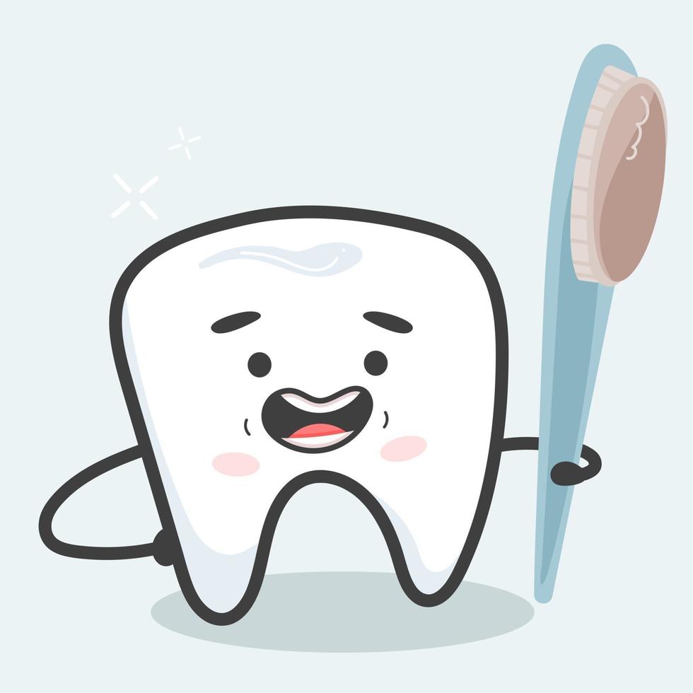 Healthy tooth with a brush vector