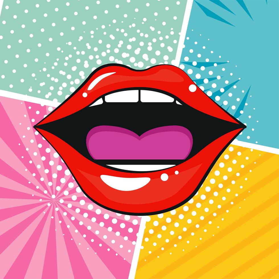 sexy female mouth pop art style vector