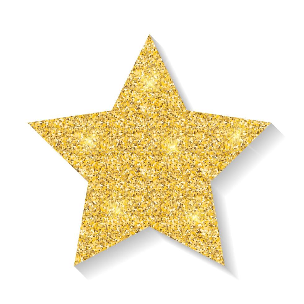 Gold glitter star icon isolated on white background vector