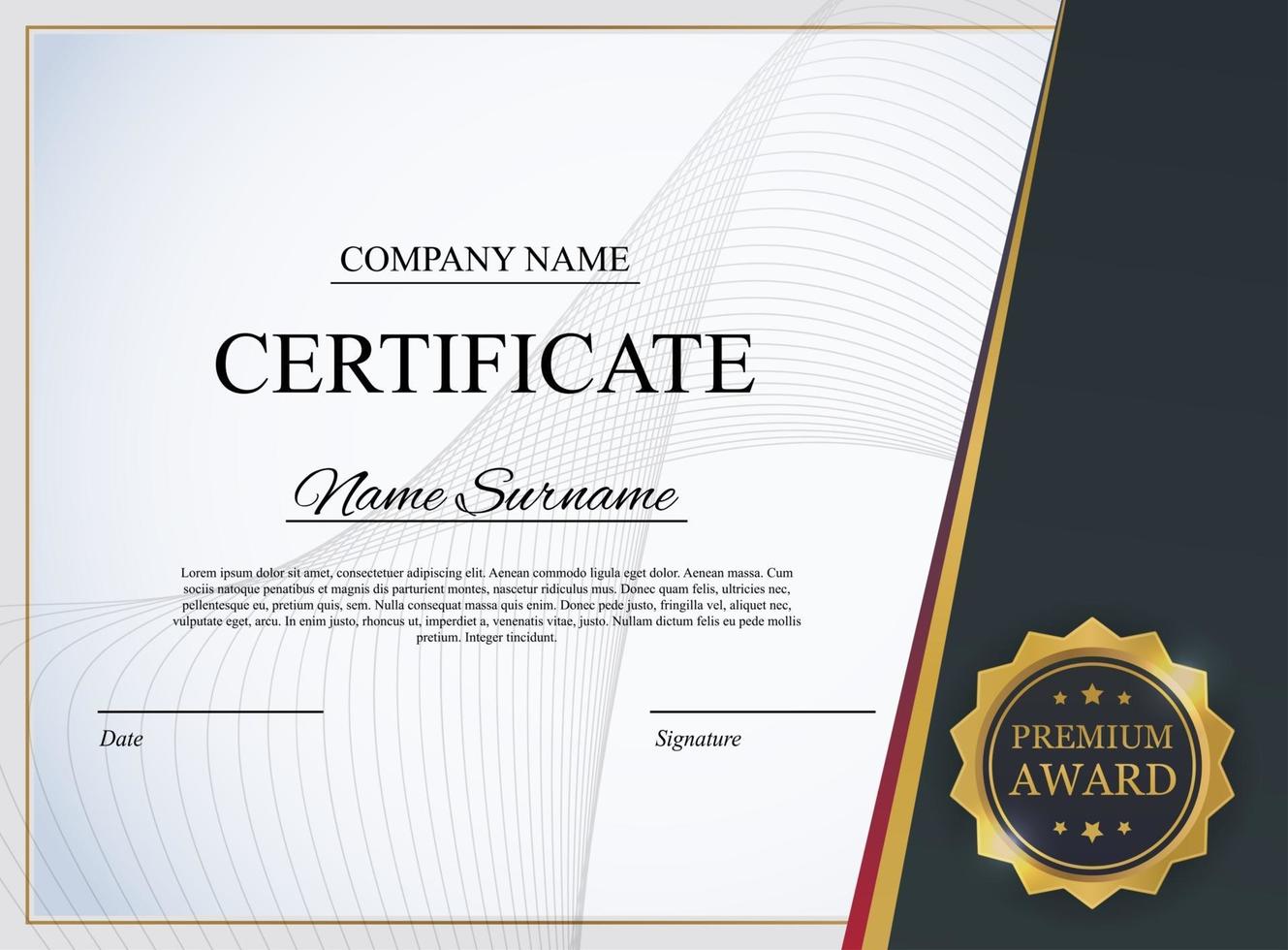 Certificate template Background Award diploma design blank vector