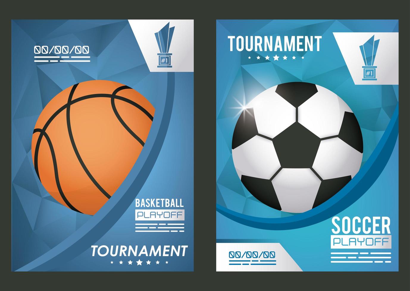 basketball and soccer sports poster vector