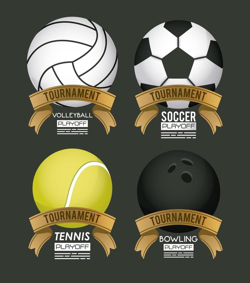 sports poster with balls vector