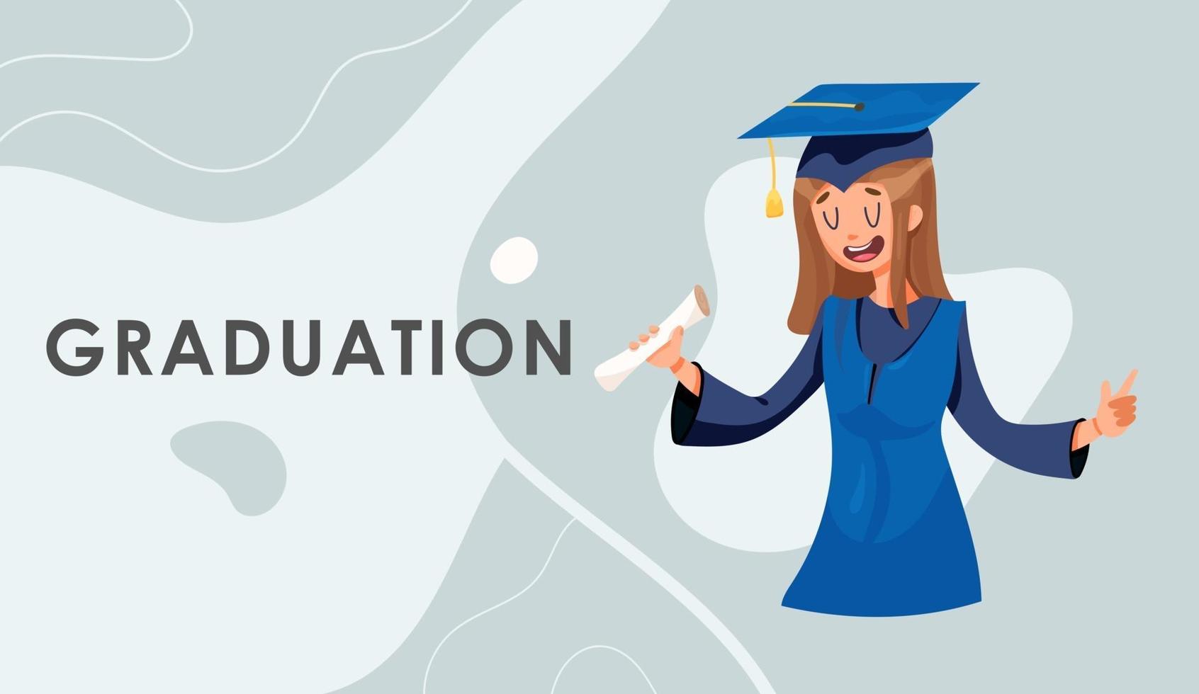 Girl graduating in a gown with a certificate vector