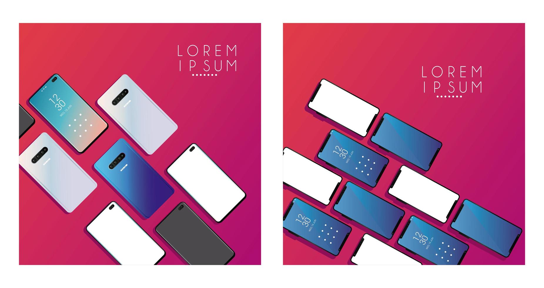 set of mockup smartphones devices icons vector