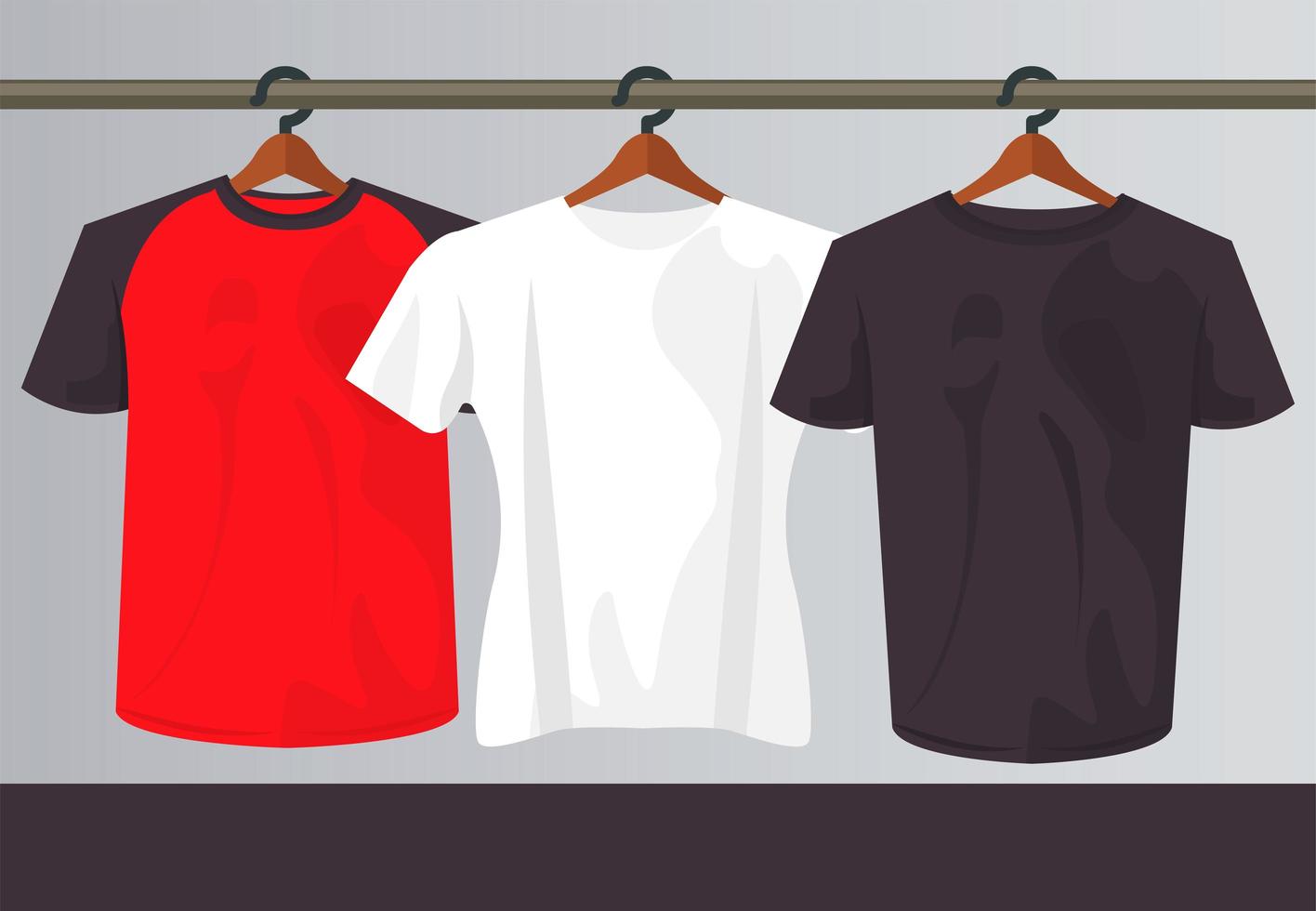 tres maquetas de camisas colgando vector