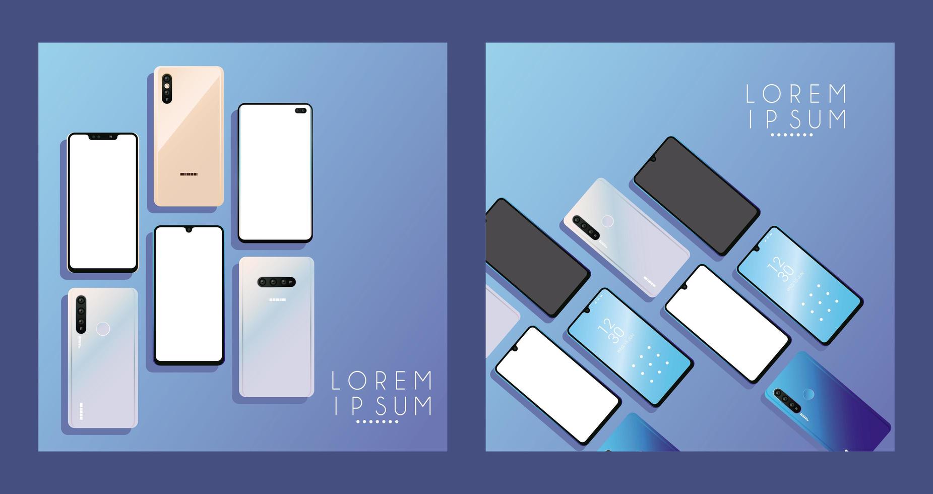 set of mockup smartphones devices icons vector