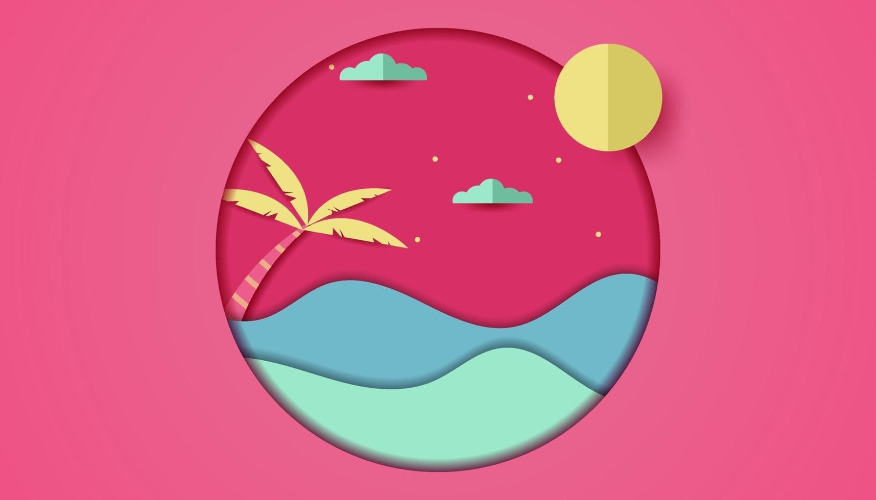 summer festival in papercut style vector