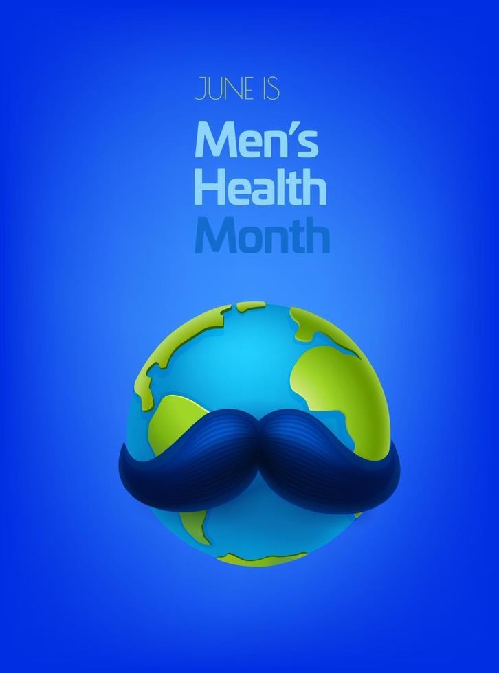 junio es el banner vertical del mes mundial de la salud masculina vector