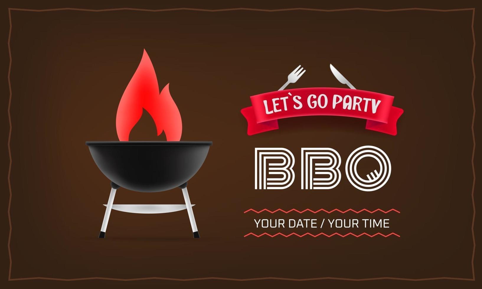 BBQ party horizontal poster design vector