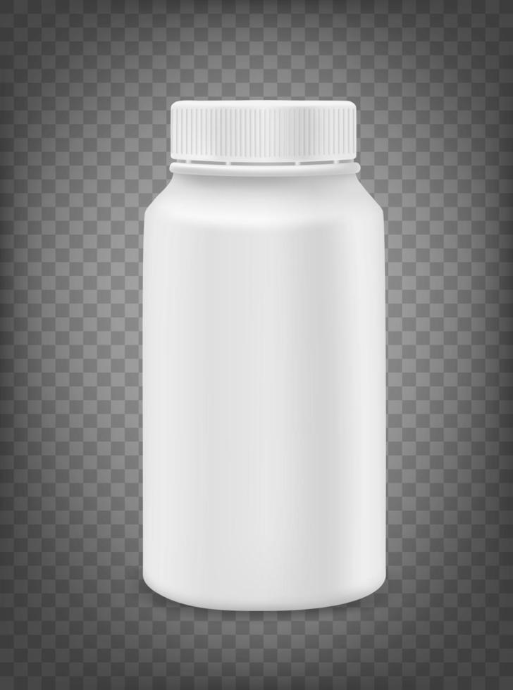 White pharmacy container vector mockup isolated on transparent background