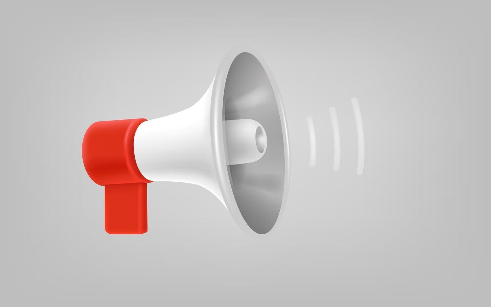 Red and white megaphone on grey background vector