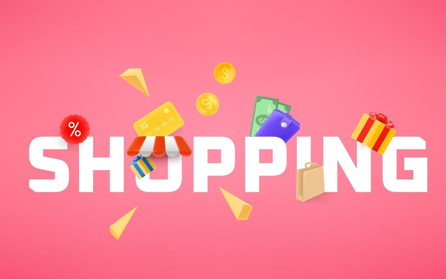 ilustración vectorial con compras iconos de estilo 3d vector