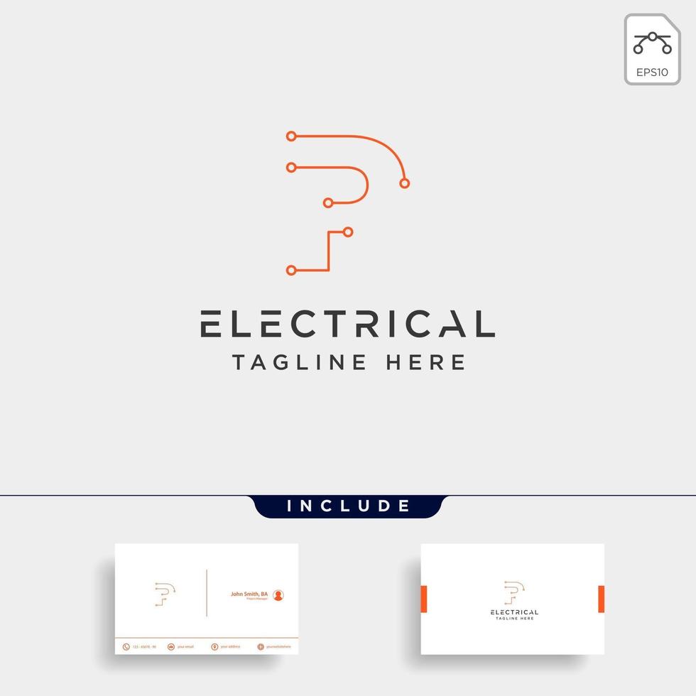 Conectar o elemento de icono de vector de diseño de logotipo eléctrico p aislado con tarjeta de visita incluye