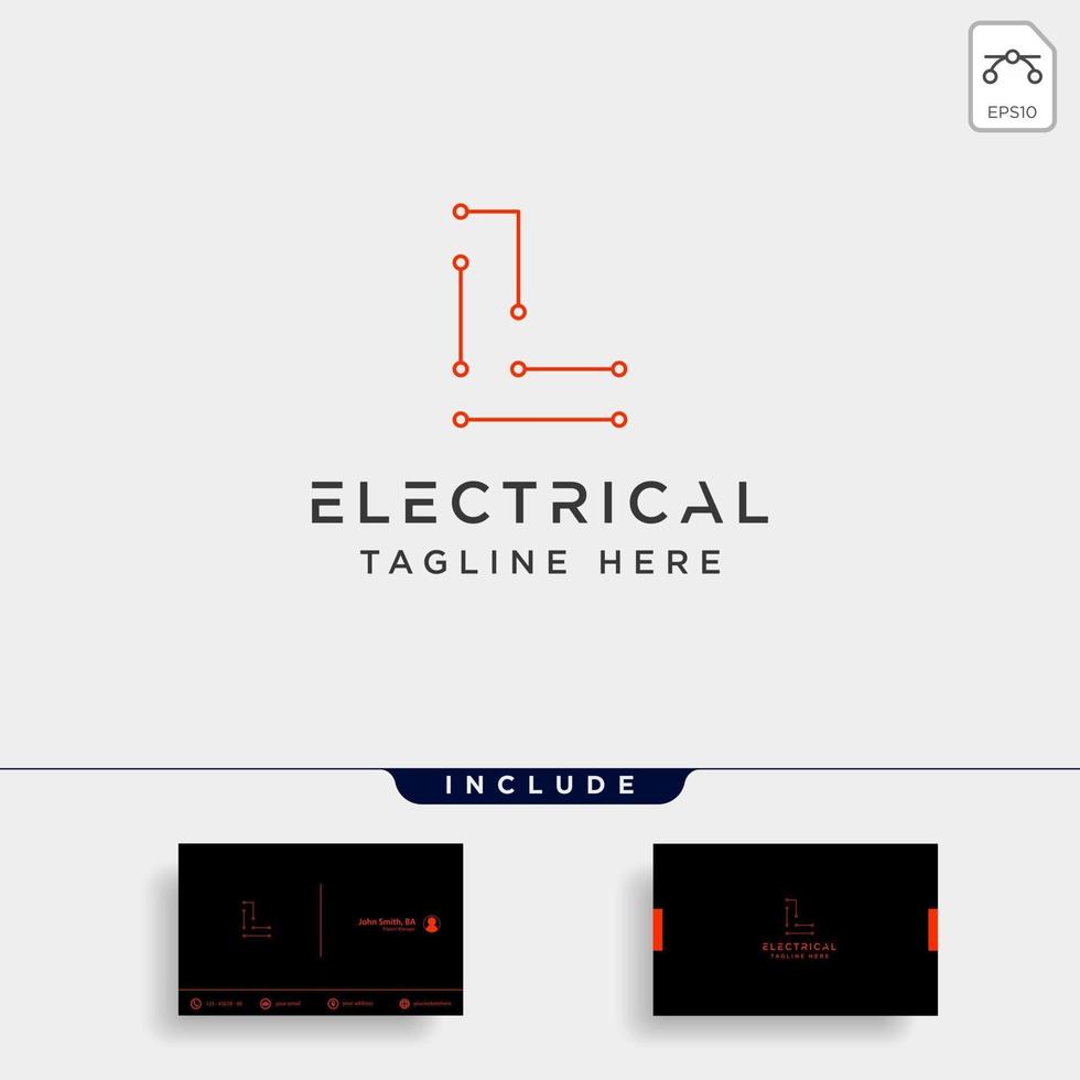 Conectar o elemento de icono de vector de diseño de logotipo eléctrico l aislado con tarjeta de visita incluye