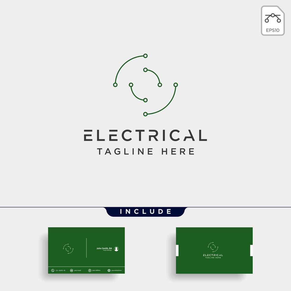 Conectar o elemento de icono de vector de diseño de logotipo eléctrico o aislado con tarjeta de visita incluye