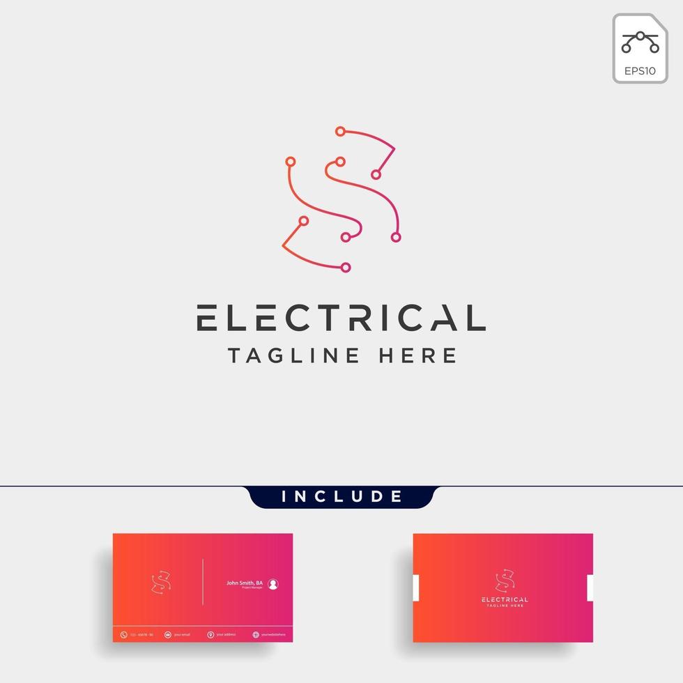 Conectar o elemento de icono de vector de diseño de logotipo eléctrico s aislado con tarjeta de visita incluye