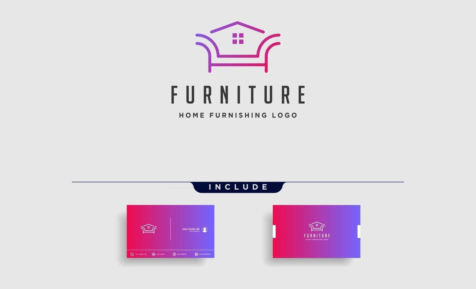 elemento de icono de ilustración de icono de vector de diseño de logotipo de muebles aislado con tarjeta de visita