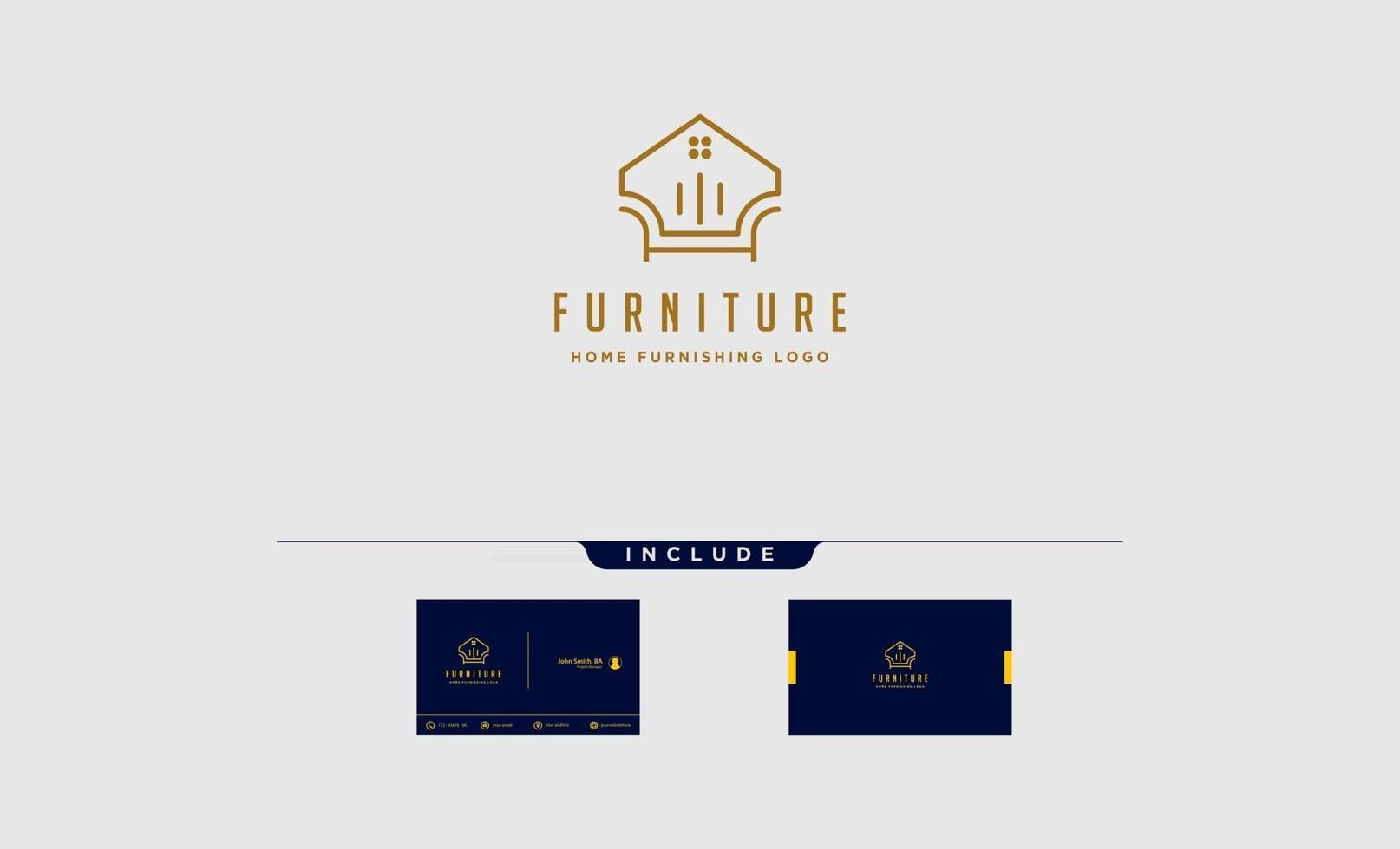 Diseño de logotipo de muebles con color dorado icono de ilustración de icono de vector elemento aislado con tarjeta de visita incluye