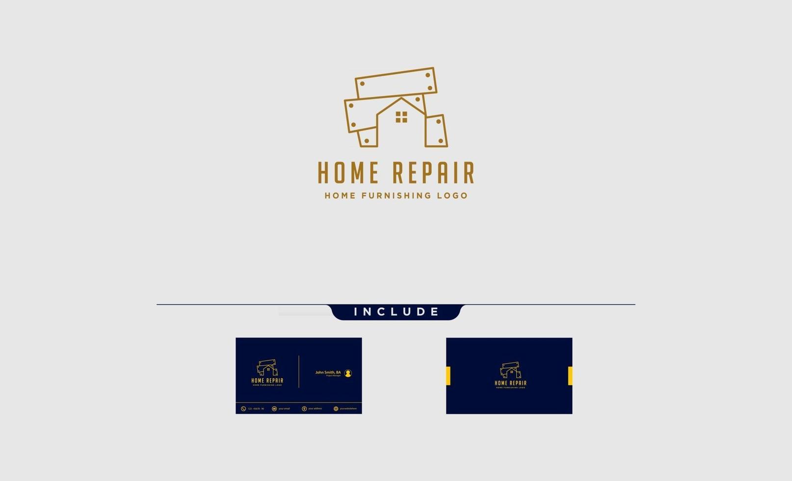 furniture logo design with gold color vector icon illustration icon element isolated with business card include