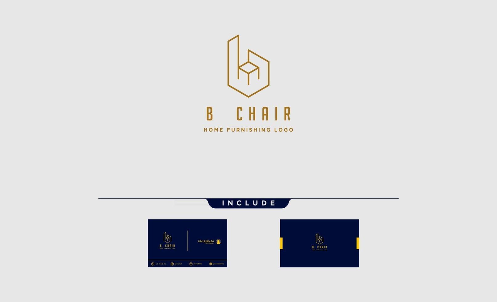 furniture logo design with gold color vector icon illustration icon element isolated with business card include