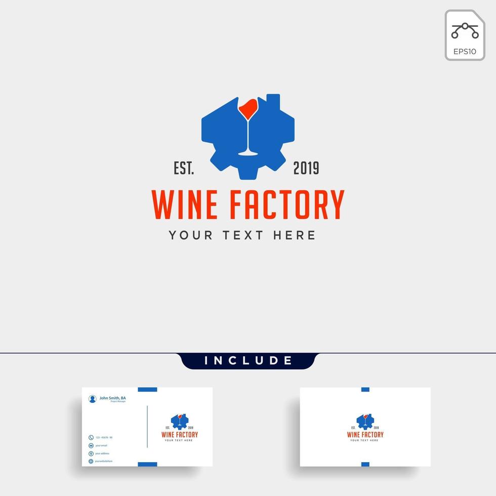 wine gear logo design factory vector icon