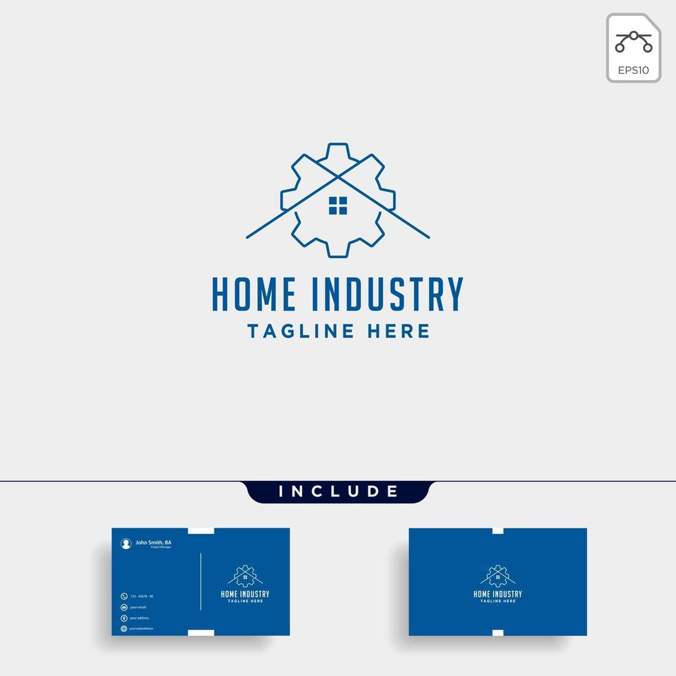 Home city gear logo design factory industry vector icon line