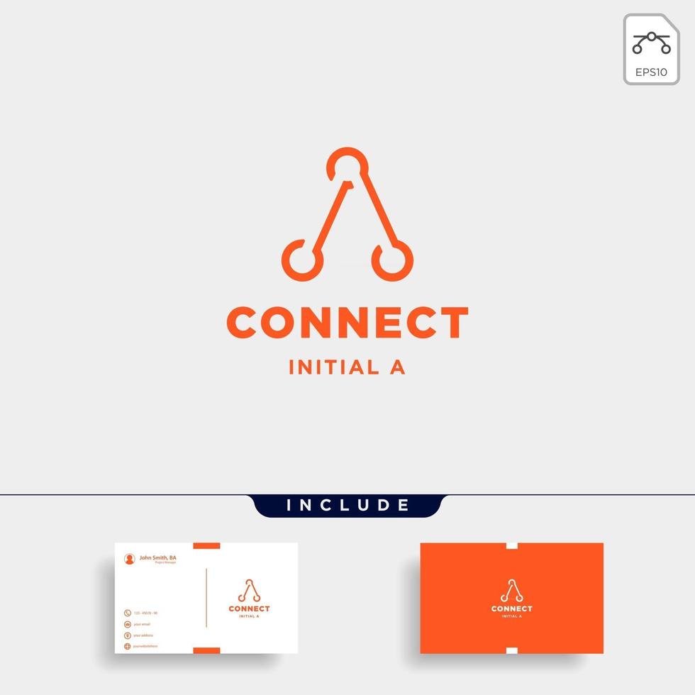 initial a connection logo design technology symbol icon vector