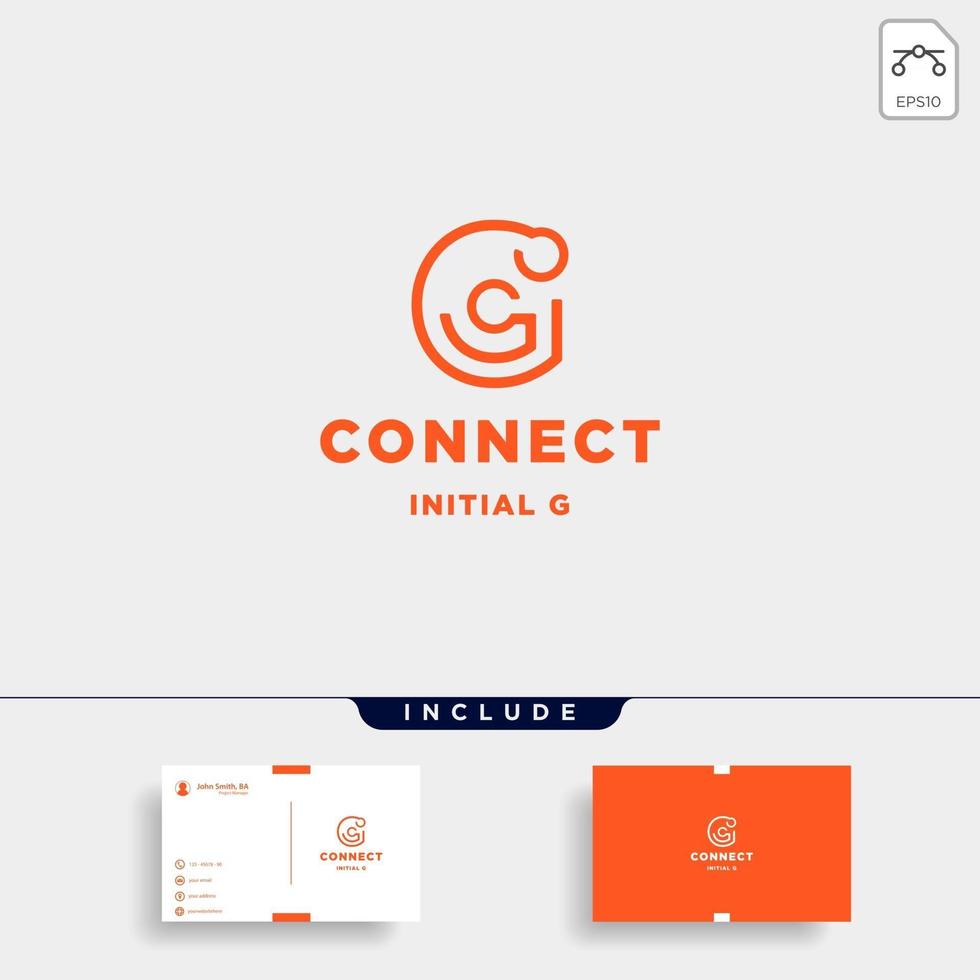 initial g connection logo design technology symbol icon alphabet vector