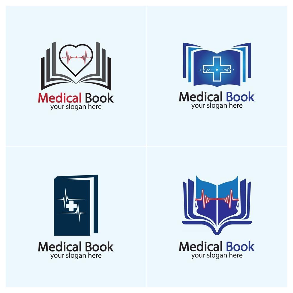 vector de diseño de icono de logotipo de libro médico