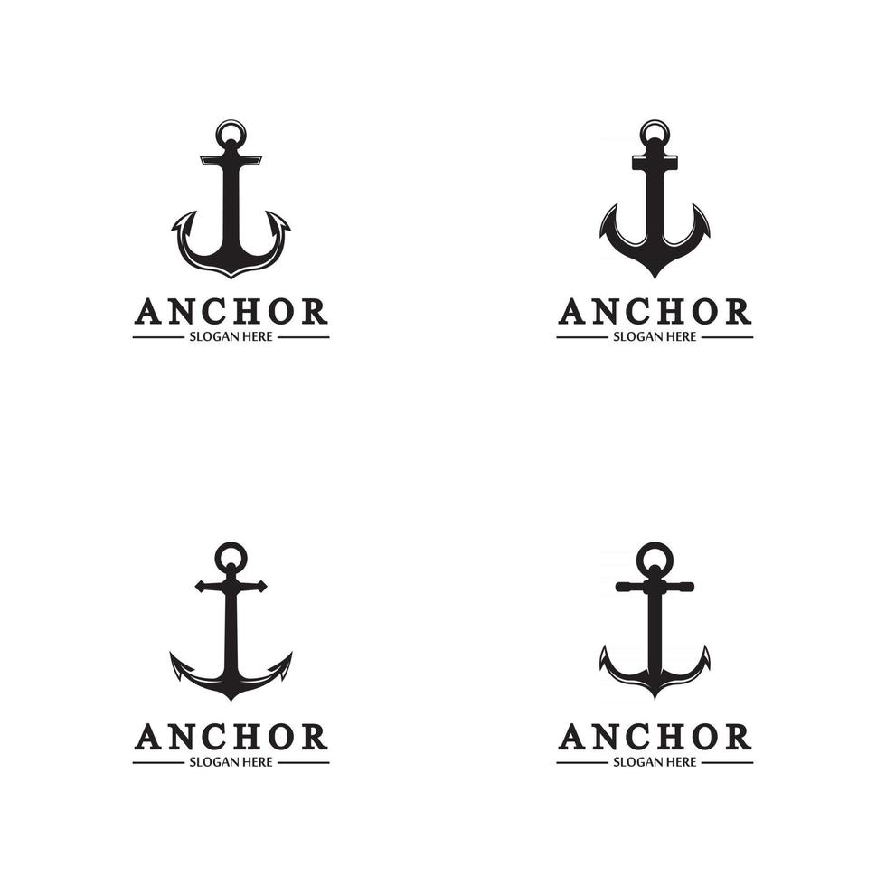 Logotipo de ancla y símbolo de la imagen de vector de la aplicación de iconos de plantilla
