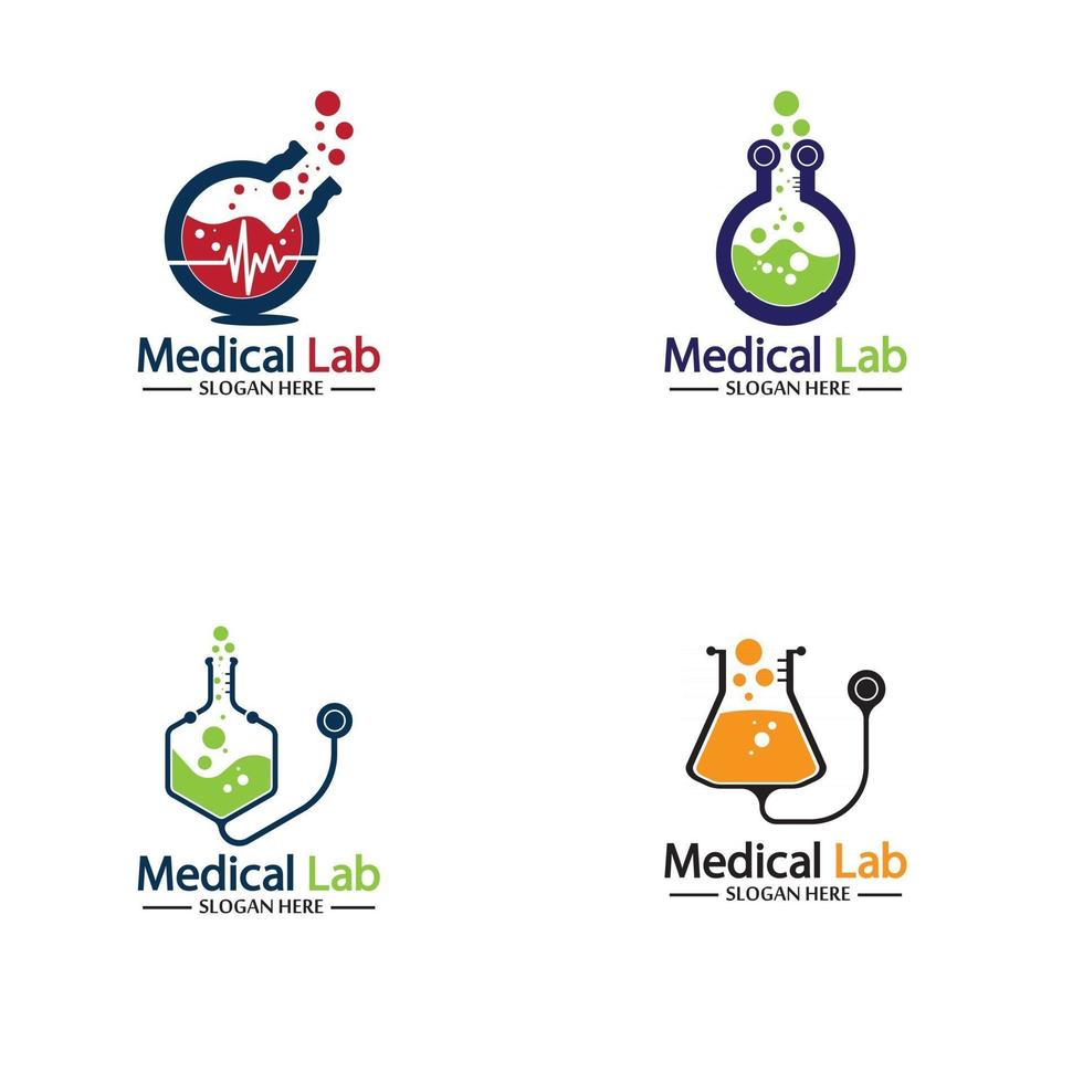 diseño de plantilla de logotipo de laboratorio médico vector