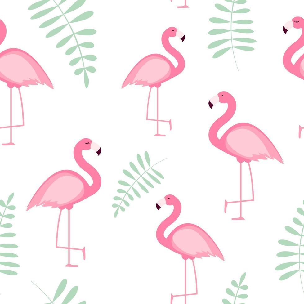 Cute Seamless Flamingo Pattern Vector Illustration
